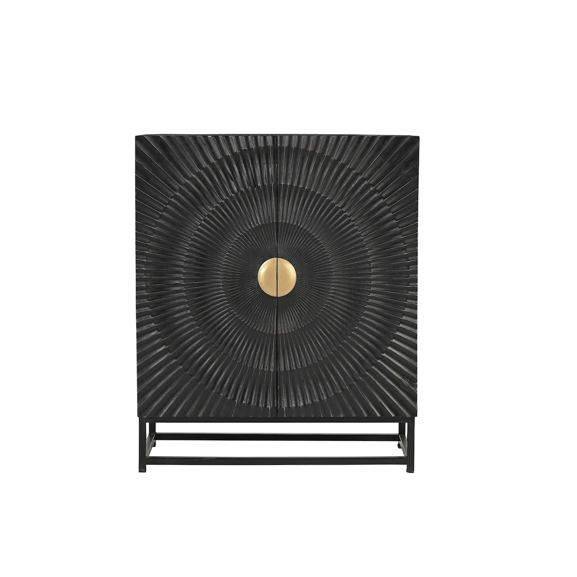 SIT Möbel ladekast | 4 deuren | massief zwart mango | goudkleurig metalen onderstel | B 75 x D 35 x H 90 cm