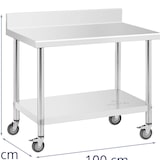 thumbnail of Royal Catering Edelstahltisch mit Rollen - PREMIUM - 60 x 100 cm - 155 kg - Aufkantung -