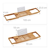 thumbnail of Relaxdays XL Badewannenablage, mit Buchstütze & für Tablet, Luxus Badewannenbrett, Bambus, ausziehbar 70-105 cm, natur