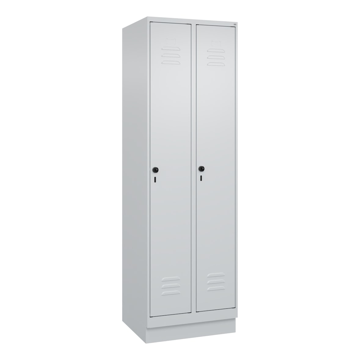 C+P Spind Classic PLUS, Sockel, 2 Abteile, HxBxT 195x60x50cm, Sicherheitsdrehriegel, Hellgrau/Hellgrau von PROREGAL