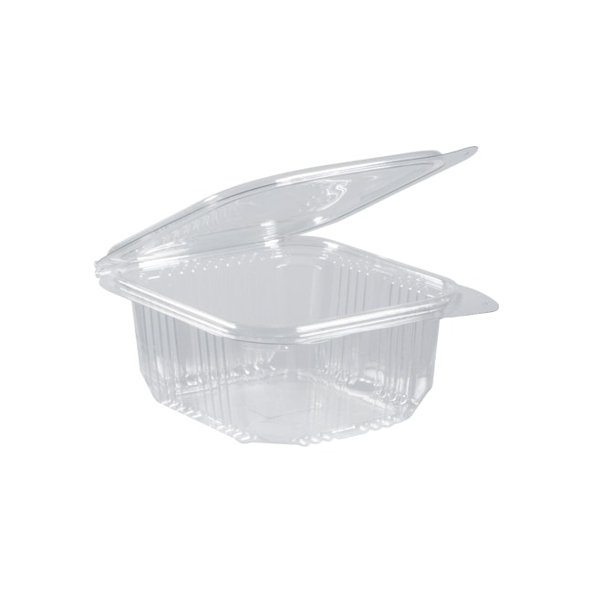 Barquettes avec couvercle attenant en PET 500 mL par 50