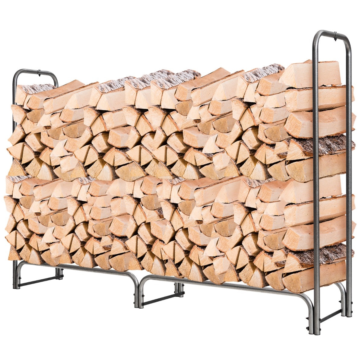 Helloshop26 - Brennholzhalter 184 x 35,5 x 122,5 cm wasserdicht ergonomisch für Brennholz geeignet Grauguss 20_0009819