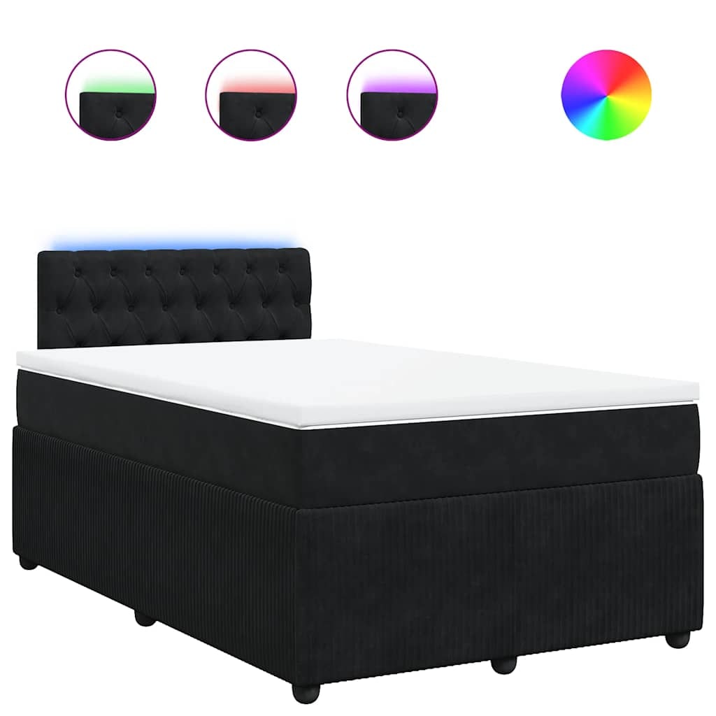 vidaXL Boxspringbett mit Matratze Schwarz 120x190 cm Samt