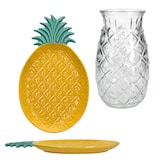 thumbnail of 5tlg Party-Set PINA 4x Colada Gläser & 1x Teller mit Ananas-Relief – 1x PIYG3020 & 4x 992427