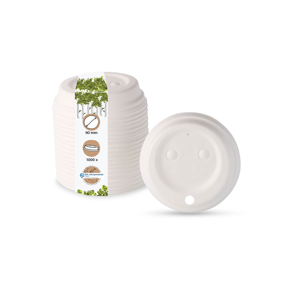 BIOZOYG 1000 Stück Einwegdeckel Ø 90mm kompostierbare Kaffeedeckel Pappdeckel für Kaffee To Go, Becherdeckel, weiß, biologisch abbaubar