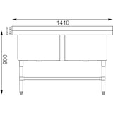 thumbnail of Vogue tiefer Spültisch Doppelbecken 141cm lang