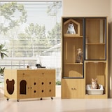 thumbnail of Katzenvilla Set 90x50x160 Katze Spielhaus Kratzbaum Kratzmöbel mit Katzentoilettenschrank 100x45x66 MDF Katzenmöbel Ahornholz für mehrere Katzen