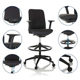 thumbnail of Sedia da lavoro / Sedia da banco NESTORA WORK tessuto nero hjh OFFICE