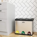 thumbnail of WellHome - Caixote do lixo ecológico 45 litros com 3 compartimentos (3x15L), cor Prateada - 58,5x40x46cm