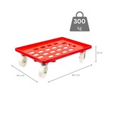 thumbnail of PROREGAL 2x Transportroller für Euroboxen 60x40cm mit Kunststoffräder rot | Gitter/Rasterdeck | 4 Lenkrollen | Traglast 300kg