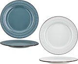 thumbnail of 6x Rome blau & weiß Speiseteller Ø27,5cm Steingut Rauten 6 Personen Essteller