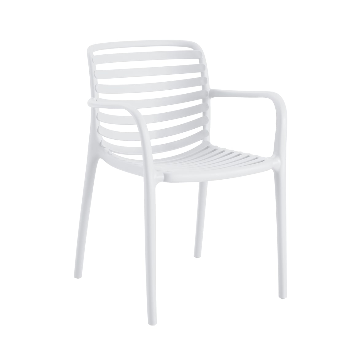 METRO PROFESSIONAL Cadeira de exterior empilhável Elaria, com braços, plástico, branco