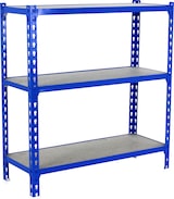 thumbnail of SimonRack Estantería Metálica, 900x1100x500 mm, 3 Alturas, Bandeja Madera, 200 kg de Punto Flexión, Azul/Madera - Maderclick