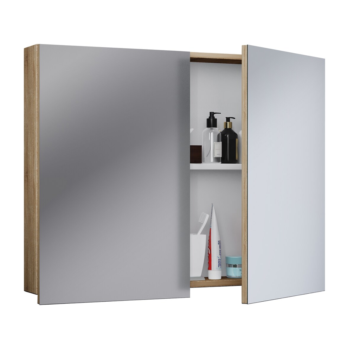 VCM Badmöbel Spiegelschrank Badinos Sonoma-Eiche H. 60 x B. 80 x T. 12 cm