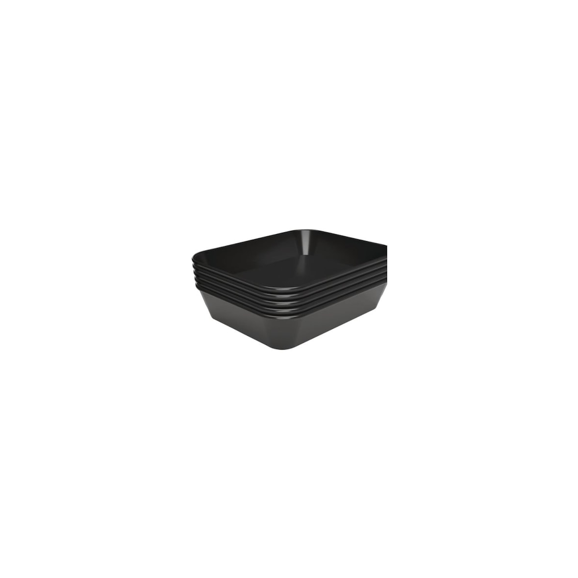 Set mit 5 glatten Servierplatten (B)150 x (T)190 mm, aus schwarzem, hitzebeständigem Melamin