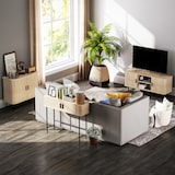 thumbnail of Mesa consola vintage mueble para recibidor con 2 puertas correderas de tambor y compartimientos consola para recibidor entrada 100x30x80 cm roble