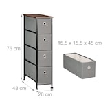 thumbnail of Relaxdays Nischenregal, 4 Stoff-Schubladen, Industrial-Design, Wohnzimmer Kommode, HxBxT: 76 x 20 x 48 cm, braun/grau