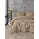 thumbnail of Bettwäsche 200x200 cm Baumwolle Set Renforce Taupe Kariert weich Kissenbezug 80x80 cm mit Reißverschluss alle Jahreszeiten