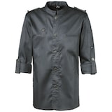 thumbnail of 222 - Kochjacke Bikerstyle, Langarm verstellbar, Druckknöpfe : graphit 65% Polyester 35%Baumwolle 220 g/m² XL