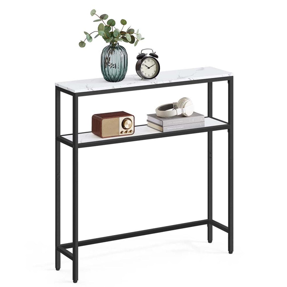 Helloshop26 - Console pour couloir table de salon fine à 2 niveaux 20 x 120 x 80 cm table d'appoint avec 2 étagères pour salon 12_0005227