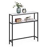 thumbnail of Helloshop26 - Console pour couloir table de salon fine à 2 niveaux 20 x 120 x 80 cm table d'appoint avec 2 étagères pour salon 12_0005227