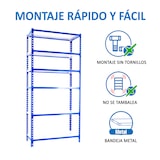 thumbnail of SimonRack Metallregal, 2500x1000x400 mm, 6 Ebenen, Metallboden, 180 kg Biegepunkt, Blau/Weiss - Simonclick