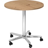 thumbnail of bümö Säulenhubtisch höhenverstellbar, Stehtisch Büro, Bistrotisch rund 80 x 80 cm - Besprechungstisch Asteiche, Stehtisch Holz-Platte, Säule aus