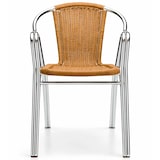 thumbnail of Stoelen in honingkleur voor horeca van gebogen aluminium met vlechtwerk voor terras, binnen en buiten van bar en restaurant. Horecameubilair.