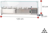 thumbnail of Romux® Kühlvitrinen für Tapas 120x33x44 cm aus Edelstahl und Glashaube mit 5 Becken GN 1/4 | Gekühlte Vitrine mit digitalem Dixell-Thermostat