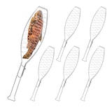 thumbnail of Relaxdays Fischbräter 6er Set, Edelstahl, mit Griff, 54 cm lang, Fischhalter zum Grillen, Grillguthalter Fisch, silber