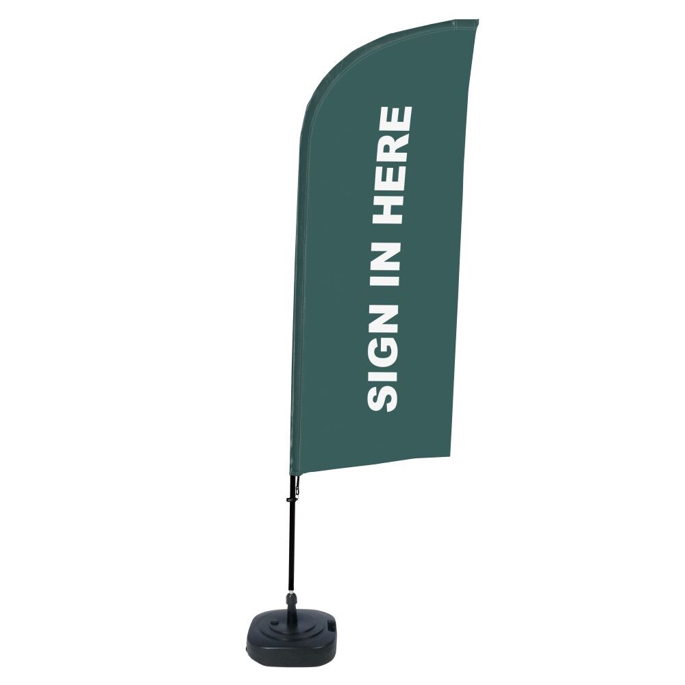 Showdown Beachflag - Komplett-Set - Sign In Here Englisch - Grau/Schwarz