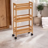thumbnail of WellHome - Carrito Auxiliar de Bambú con Ruedas 36x15x74,5cm, 3 Niveles