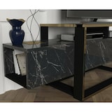 thumbnail of Dmora Fernsehschrank Dgiacint, Ständer für Wohnzimmerfernseher, Niedriges Wohnzimmer-Sideboard, TV-Ständerbasis, 160x46h50 cm, Schwarz und Gold
