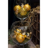 thumbnail of Klar/Satin-Gold, Glaskugelsortiment 10cm, 5 versch. Designs, mundgeblasen, handbemalt