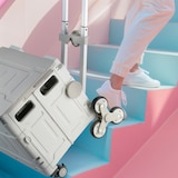 thumbnail of Relaxdays Einkaufstrolley Treppensteiger, klappbar, Einkaufskorb mit Rollen, Deckel, Teleskopgriff, bis 50 kg, weiß/grau