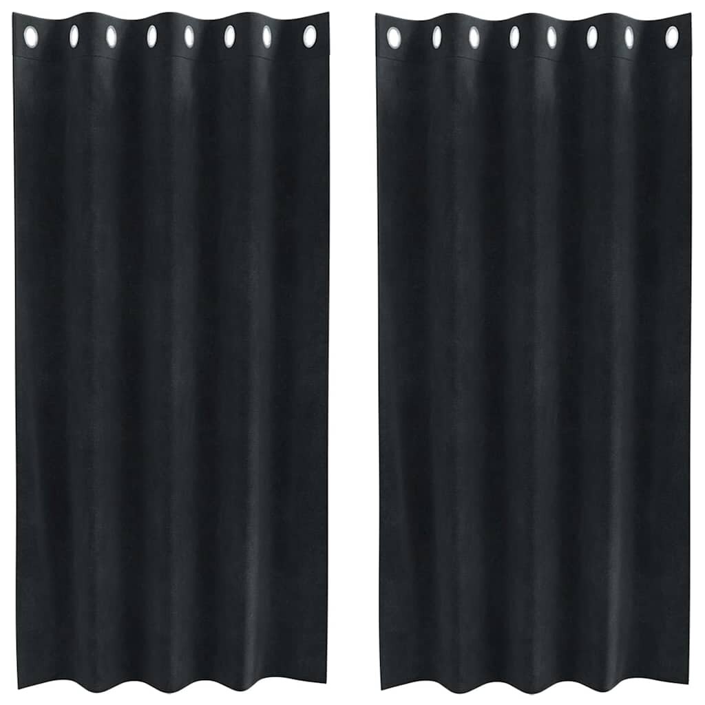vidaXL Verdunkelungsvorhänge 2 pcs Schwarz 140 x 175 cm Samt
