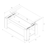 thumbnail of Dmora Couchtisch Chicago, Couchtisch mit anhebbarer Ablage, Couchtisch für das Wohnzimmer, 102x50h43/54 cm, MattWeiß