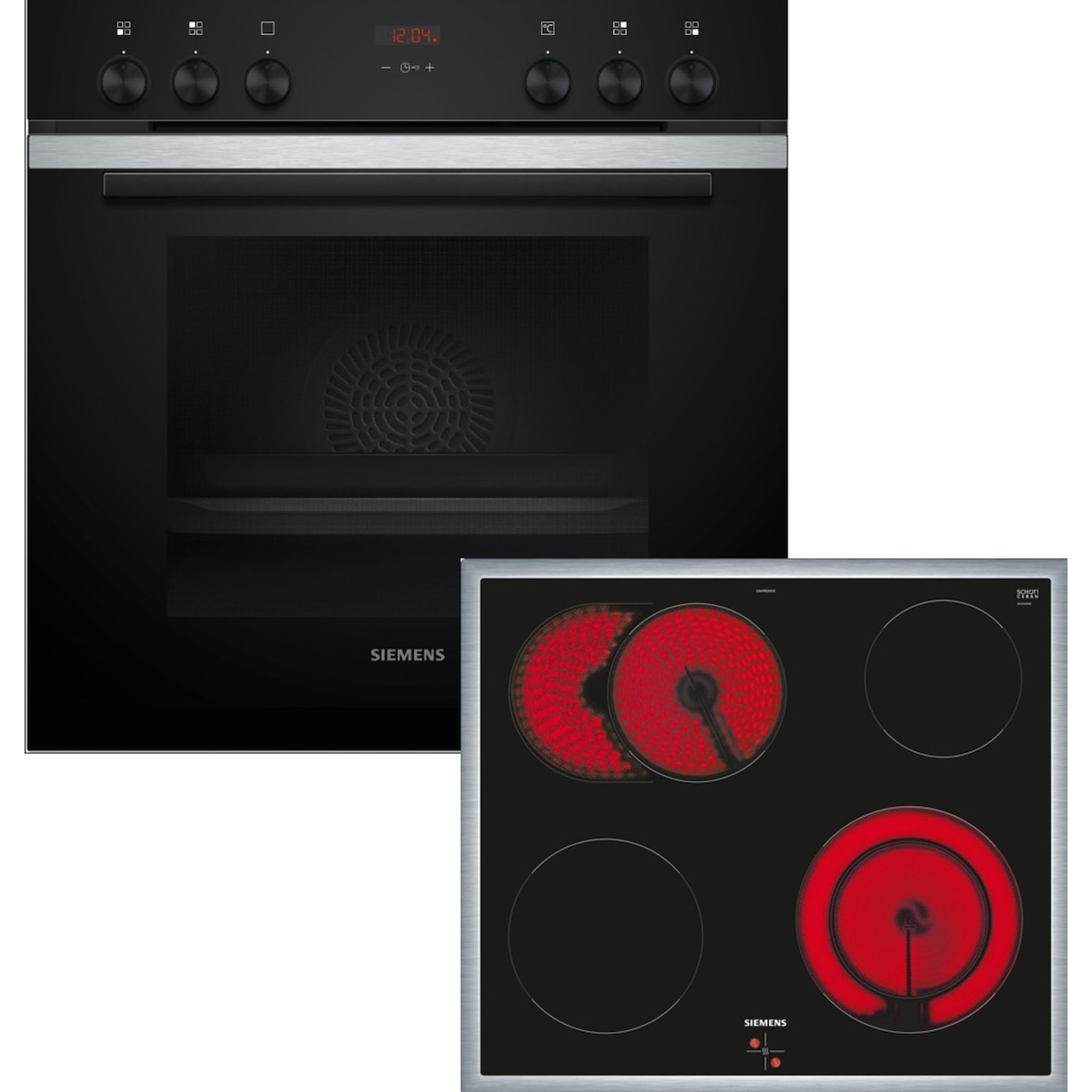 Siemens Einbau-Herd-Set, EA64RGNA1E + HE213ABS3 + HZ538000, Einbau-Herd, Elektro-Kochfeld, Clip-Auszug EQ211KC01B