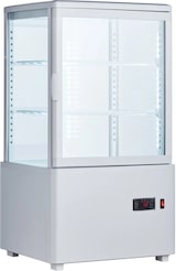 thumbnail of Getränke- und Gebäck-Kühlvitrine 58 Liter 4-seitig verglast weiß +2/+10 °C 44,7x40x81,9h cm