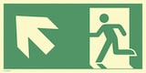 thumbnail of Dreifke® Schild, Notausgang links aufwärts, ISO 7010, PVC-U selbstklebend, 160-mcd, 297x148 mm