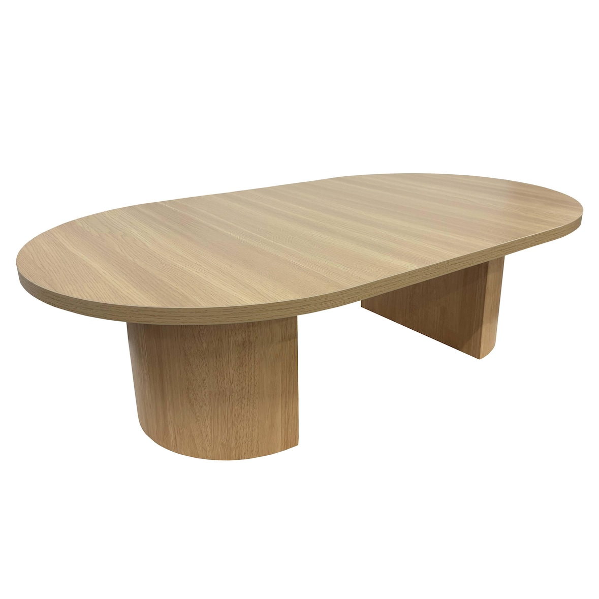 Mesa de centro ovalada moderna de 120 cm efecto madera clara
