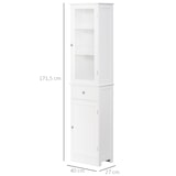 thumbnail of Armario Alto para Baño Mueble Auxiliar de Baño con 2 Puertas 5 Estantes y 1 Cajón Gran Espacio de Almacenamiento Moderno 40x27x171,5 cm Blanco
