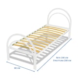 thumbnail of Letto singolo 80x190 con rete a doghe flessibili, pediera e testiera in metallo bianco, lettino per cameretta bimbi e ragazzi o hotel - Comprarredo