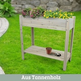 thumbnail of Hochbeet Balkon Holz KLEO - Inkl. Vlies & Handschuhe | Pflanzkasten hoch Blumenkasten aus Tannenholz Kräuterbeet Wetterfest, Grauweiß