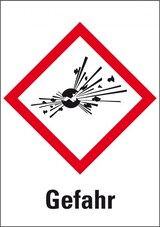 thumbnail of Dreifke® Aufkleber I Gefahrensymbol Explodierende Bombe GHS 01, Gefahr, Folie, 18x26mm, 30/Bogen, GHS-Verordnung