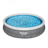 thumbnail of Bestway Fast Set runder aufblasbarer Pool mit Filterpumpe, graue Rattanoptik, 366 x 76 cm