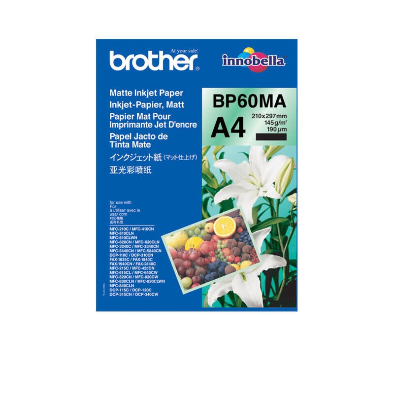 Brother Bp60Ma Inkjet Paper Papel Para Impresora De Inyeccion De Tinta A4 (210X297 Mm) Mate 25 Hojas Blanco