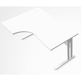 thumbnail of BURONOMIC bureau Essentiel plan compact retour gauche L 160 x P 80/110 cm avec obturateurs et voile de fond, pieds métal L Blanc, plateau Blanc