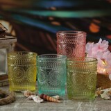 thumbnail of Trinkglas blau 280ml Wasserglas Saftglas Vintage Boho Blumenmuster