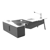 thumbnail of Chef Schreibtisch Schreibtisch Büroausstattung Büromöbel Bürotisch "Carolina" rechts schwarz-weiß Jet-Line